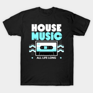 HOUSE MUSIC  - Cassette (Blue) T-Shirt